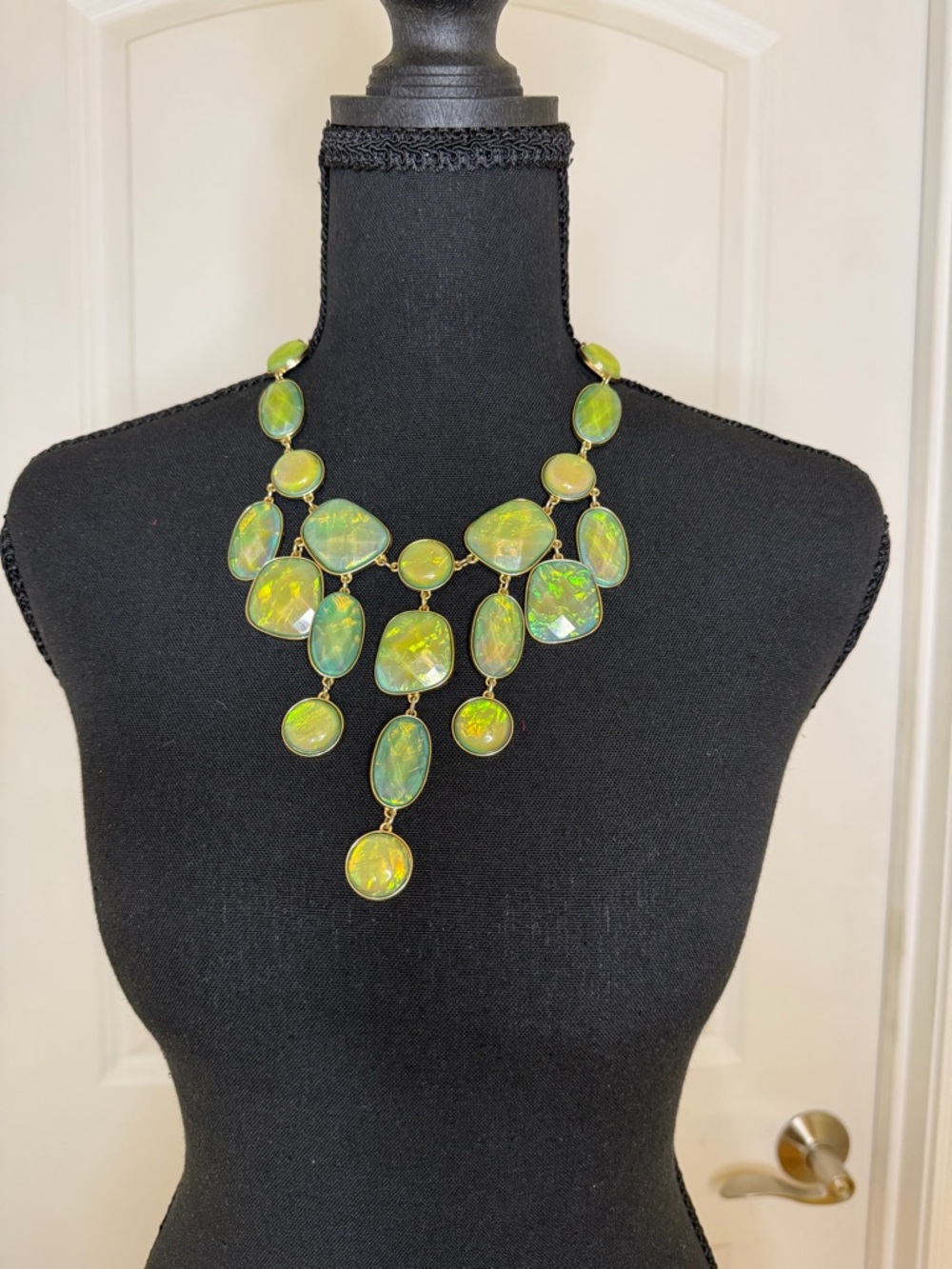 Green Statement Bib Necklace - Unbranded